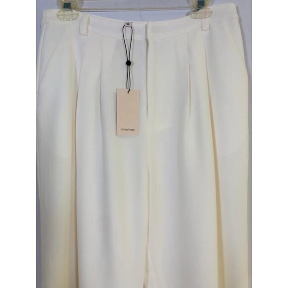 New With Tags Cinq A Sept Elisabeth Crepe Pleated Lined Trousers 6 Ivory - Picture 3 of 12